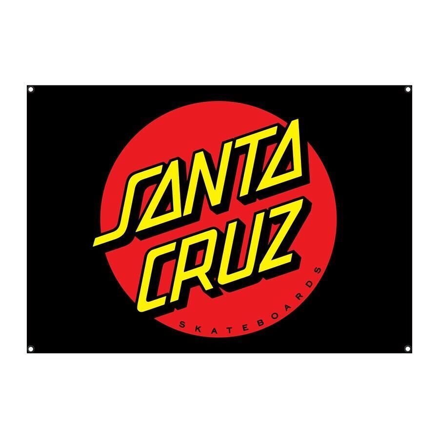 Santa Cruz CLASSIC DOT FLAG Skateboard Banner BLACK 32″X 46″