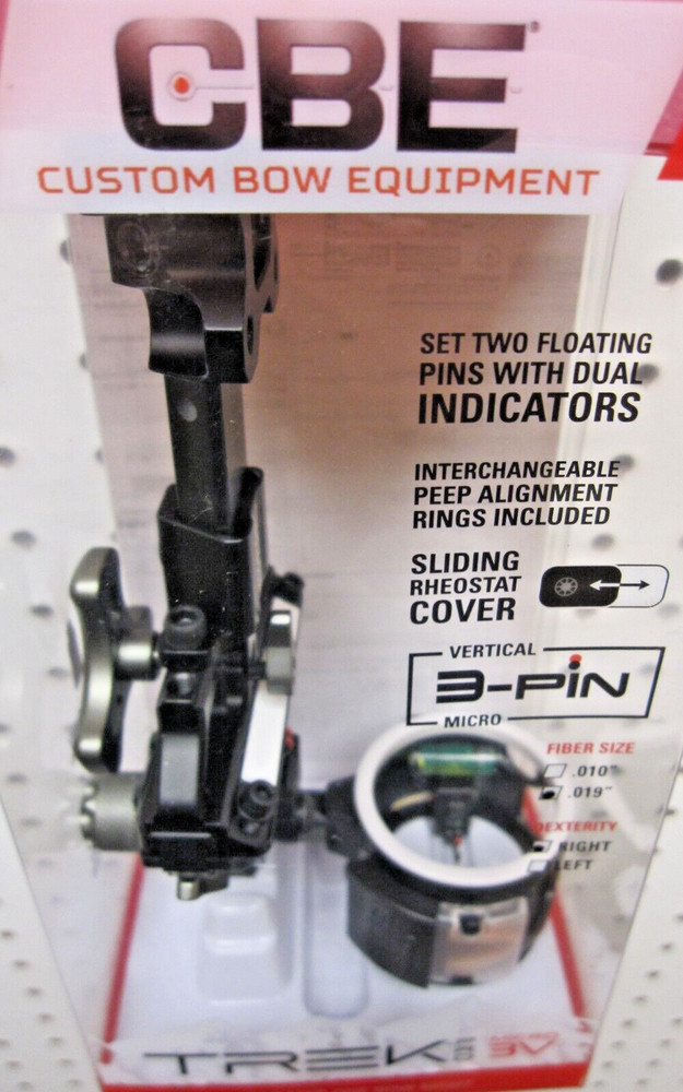 CBE Trek Pro 3V Vertical 3 Pin bow sight w/Light 0.19″ RH-New