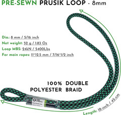 8Mm (5/16″) Prusik Loop Pre-Sewn 18 Inches / 24 Inches