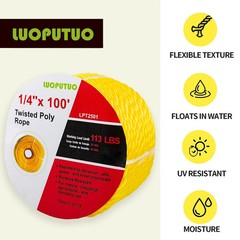 1/4» 100′ Yellow Poly Twisted Rope