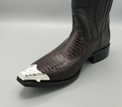 WESTERN COWBOY BOOT TIPS Pair – Silver Engraved Flat Tips w Heel Guards
