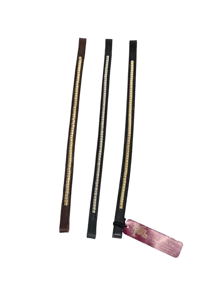 New Leather Clincher Browband Black or Havana Brass or Nickel 15″ 17″