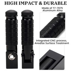 M8 Motorcycle Foot Pegs 90 Degree Foldable Footpegs CNC Anti-Skid Black
