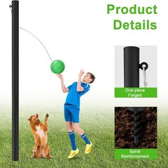 Tetherball Ball and Rope, 12 FT Tetherball Set, Adjustable Tether Ball Pole w…