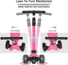 Kick Scooter B03, Lean ‘N Glide 3-Wheeled Push Scooter with Extra Wide PU Lig…