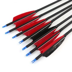 12X 30″ Carbon Shaft Arrows Spine 500 OD 7.6mm RED True Turkey Feathers Hunting