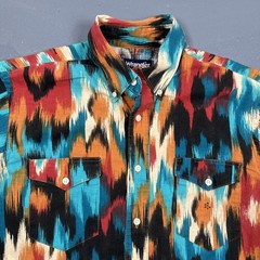 Wrangler Brushpopper Western Shirt 16-32 Multicolor 100% Cotton Long Sleeve
