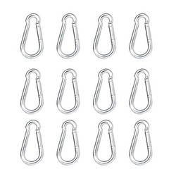 NEW SET of 12 Spring Clips 1.5″ Snap Hook Carabiner Clips Stainless Steel