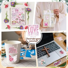 100PCS Pink Bible Verse Stickers | Christian Faith Jesus Quote Vinyl Decals
