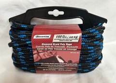 5/16″ x 50′ Diamond Braid Polypropylene Rope Black with Green Blue Red Marine