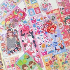 5Sheets Random Cute Colorful Glitter Fashion Kawaii Cartoon Stickers