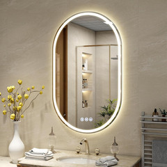 Dimmable 36×24 LED Oval Bathroom Mirror with Anti-Fog & Memory Function