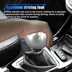 BDZMC Car Round Ball Gear Shift Knob, Aluminum Alloy Gear Shift Stick Silver