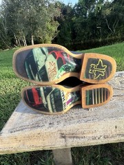 Tin Haul Western Cowboy Boots Black Leather Red Checkered Heel Racing Nascar