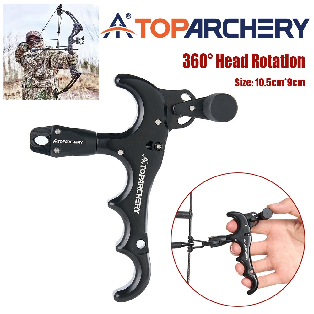 4 Finger Grip Thumb Trigger Archery Release Aid for Compound Bow 360° Rotate