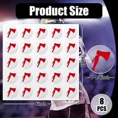 Jecery 200 Pcs 8 Sheets Football Helmet Stickers Hatchet Decals Red on Clear