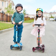 Kids Scooter, Light Up 3 Wheel Kick Scooters for Kids 3-12, Folding Scooters …