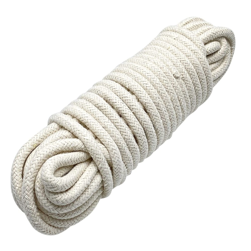 Natural Cotton Rope 1/4 Inch 6mm White Craft Clothesline 52 Feet DIY Basket Mat