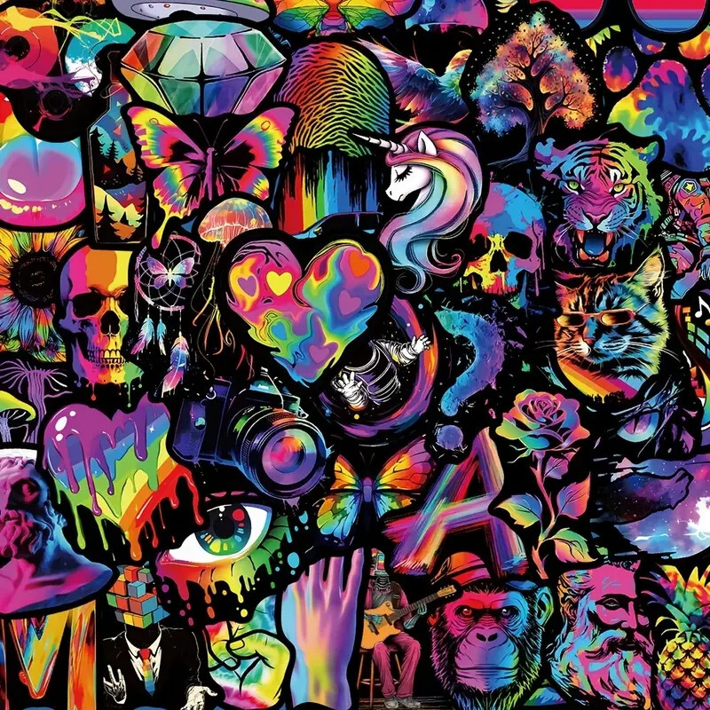 50 Cool Rainbow Graffiti Stickers for Laptop/Water Bottle/Phone Case