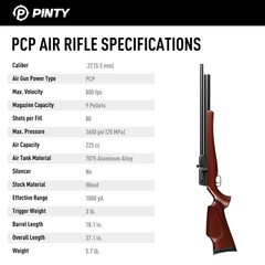 PINTY PCP Pellet Gun Air Rifle, 5.5 mm .22 Caliber Pellet Air Rifle for Adults