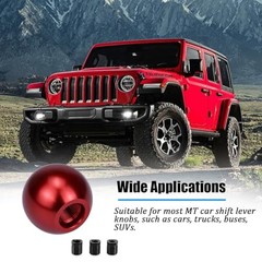 Osilly Car Round Ball Gear Shift Knob, Aluminum Alloy Vehicle Lever Shifter Red
