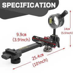 Archery CompoundBow Sight 1 Pin 6″ Carbon Fiber Extension Bar 4X 6X 8X Lens Hunt