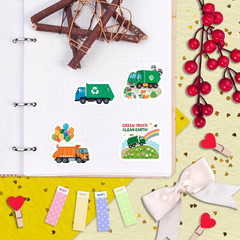 100Pcs Garbage Truck Stickers for Water Bottle, Laptop – Trash Truck Stickers –