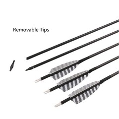 32 Inch Carbon Archery Arrows，Spine 400 with Removable Tips, 4inch Turkey