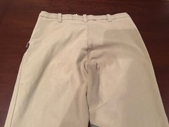 Women’s Devon Aire Beige Knee Patch Pull On Breeches Pants Size 28 M