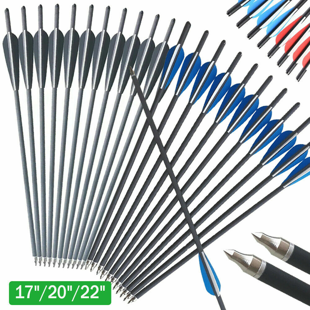 17/20 inch Archery Carbon Crossbow Bolts Half Moon Nock OD 8.8mm Arrows Hunting