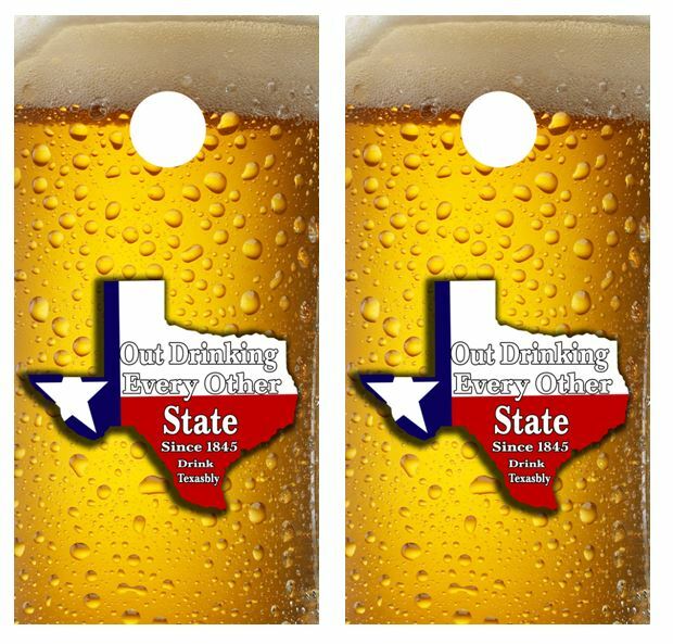 Texas Out Drinking Every Other State Cornhole Board Wraps FREE LAMINATION #3363