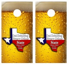 Texas Out Drinking Every Other State Cornhole Board Wraps FREE LAMINATION #3363