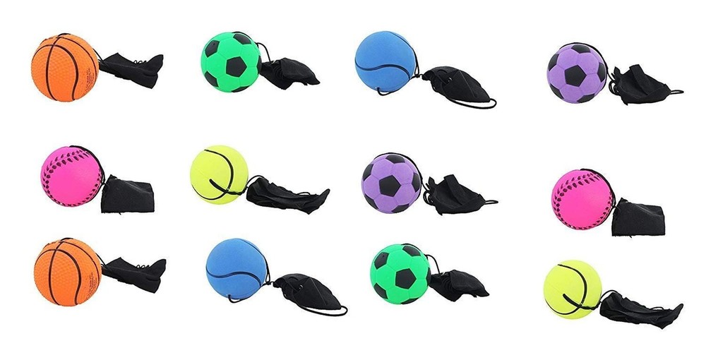 12 pcs Return Rubber Sport Ball on Nylon String with Wrist Band for Exercise …