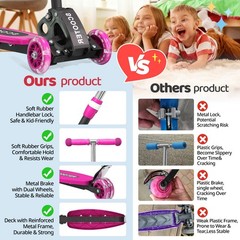Wefaith Kick Scooter For Kids 3-7 Ages – Light Up 3 Wheel