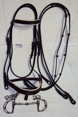 DOVER CIRCUIT Bridle & Bit – PADDED – 2-Tone Black & White – GREAT FREE Reins