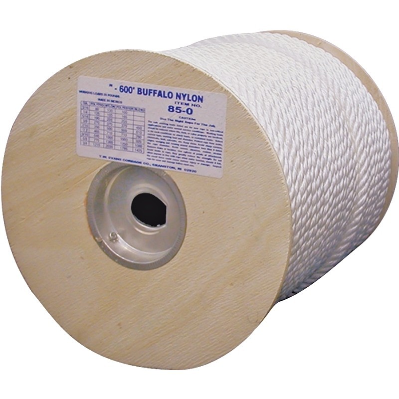 T.W. Evans Cordage 85-073 Rope, 5/8 in Dia, 300 ft L, 1144 lb Working Load, Nylo