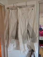 GOLDEN DRESS White Dressage Show Breeches. Full Leather Seat. 34 Long.