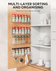 Spice Rack Wall Mount, 4 Pack, Screw or Adhesive Installation, Spice Clear