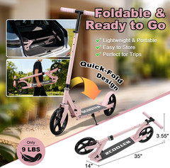 8″ Big Wheels Scooter work load 220LBS Foldable Kick Scooter for Kids 6 up Teens