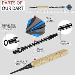 Skylety 30 Pcs Dart Shafts for Steel Tip Medium 2BA Thread Multi Colors