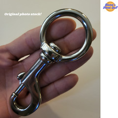 5″ T316 Stainless Steel Bolt action snap hook with 1 1/4″ round swivel eye clip