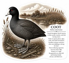 Coot (Fulica americana) Bird Sticker Decal, Landscape, Glossy Vinyl