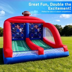 Inflatable Carnival Football Toss Game Sewinfla with 4 Balls & Blower, US Stock