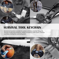 7 In1 Survival Rock Climbing Hiking Gear Multi Function Carabiner Tool Kit US