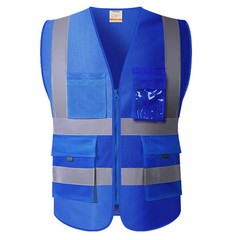 Black Reflective Safety Vest with Pockets High Visibility Sliver Strip for Men a