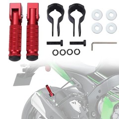 M8 90° Foldable Motorcycle Foot Pegs, CNC Aluminum Alloy & Anti-Skid Red