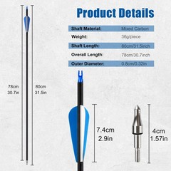 24Pcs 30″ Carbon Archery Arrows, Spine Matched for Hunting & Target Practice …