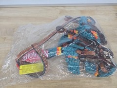 Showman Pony Turquoise, Orange & Yellow Corded Headstall & Breast Collar Set