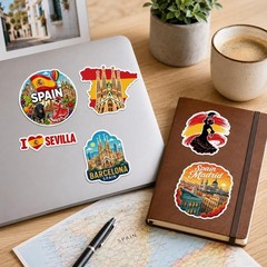 100 PCS Spain Travel Stickers Pack, España Vinyl Waterproof Stickers of Madrid