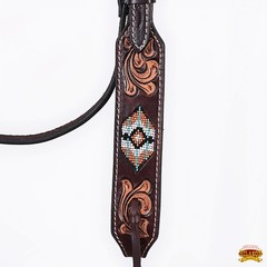Hilason Horse Floral Hand Carved American Leather Breast Collar Headstall W/